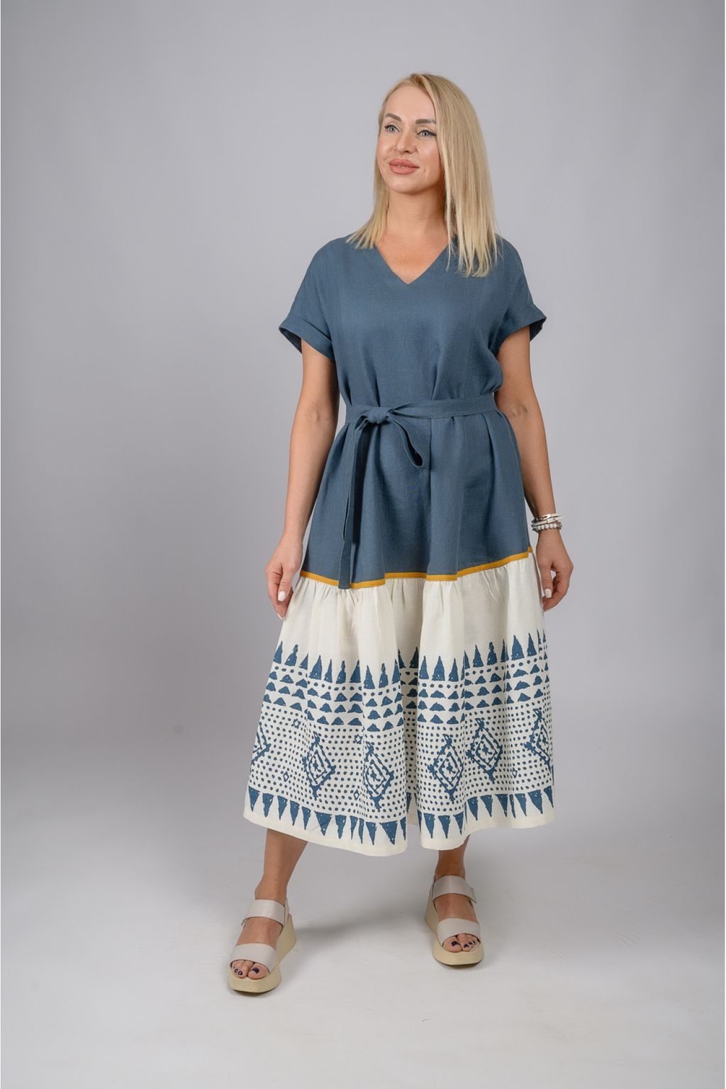 Ярусное платье из  100% умягченного льна - Новый лен фото 4