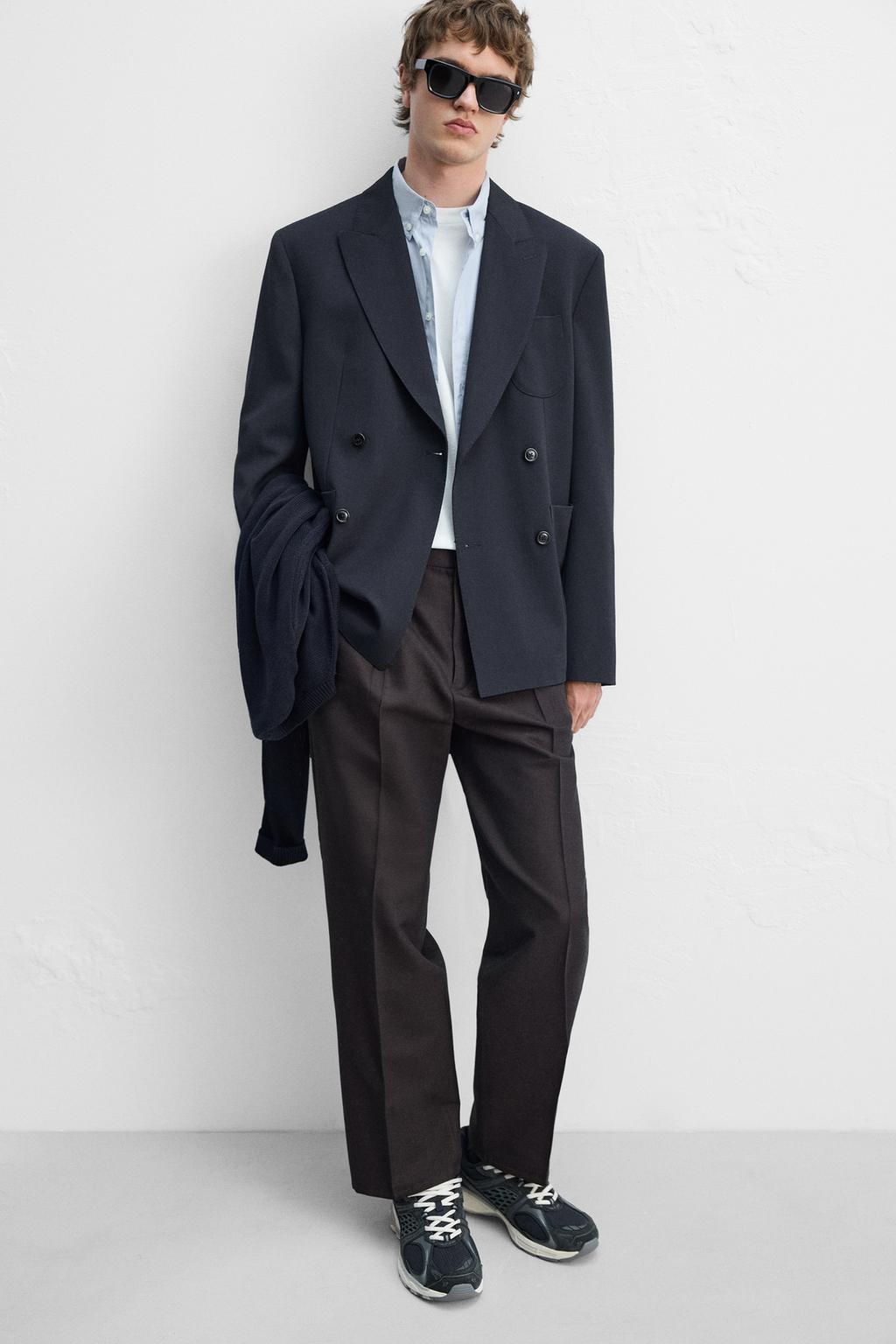 COTTON/WOOL PLEATED TROUSERS - Zara фото 15