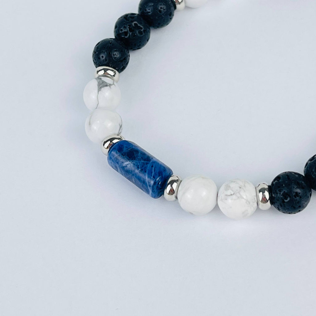 Браслет регулируемый из Лавы, Говлити и Содалита от 19 см