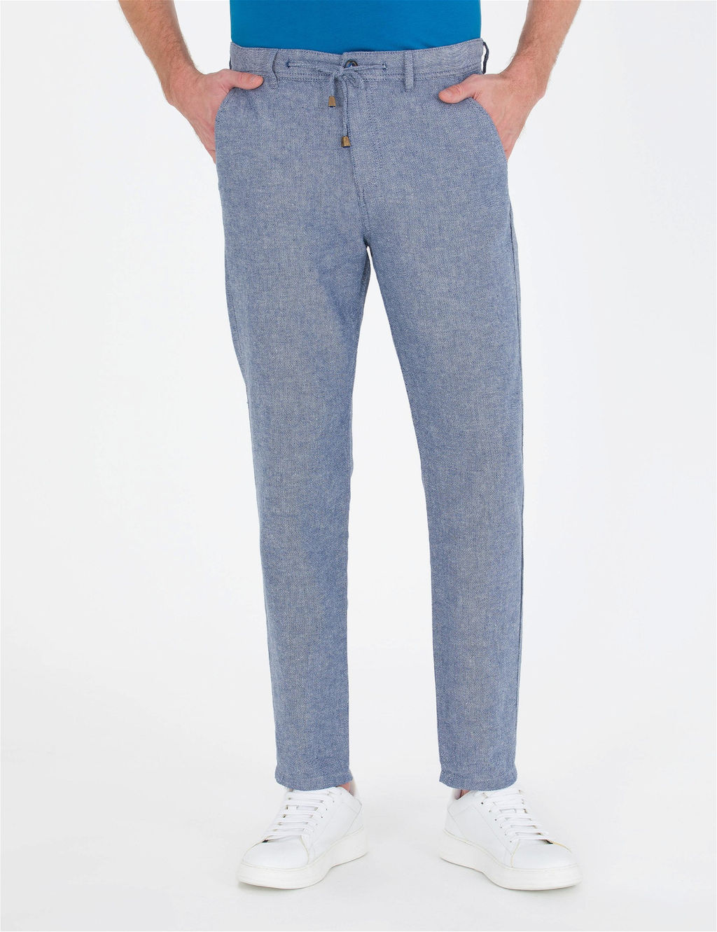 Lacivert Carrot Fit Beli Lastikli Kanvas Pantolon - Pierre cardin фото 4