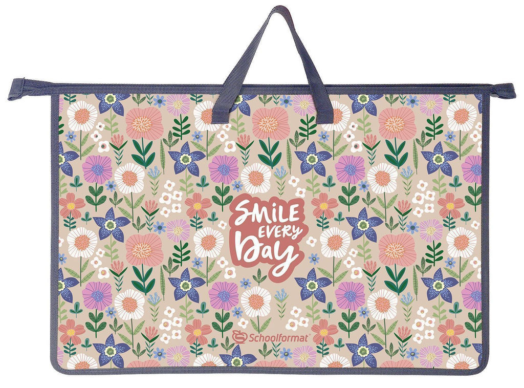 Папка для труда с ручкой А3 46х33х5 см FLOWER PRINT,Schoolformat пластик, для девочек