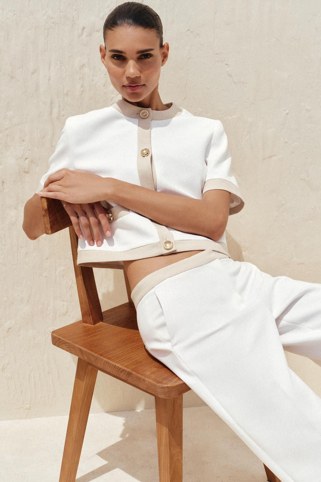 STRAIGHT-LEG TROUSERS WITH CONTRAST WAIST - Zara фото 5