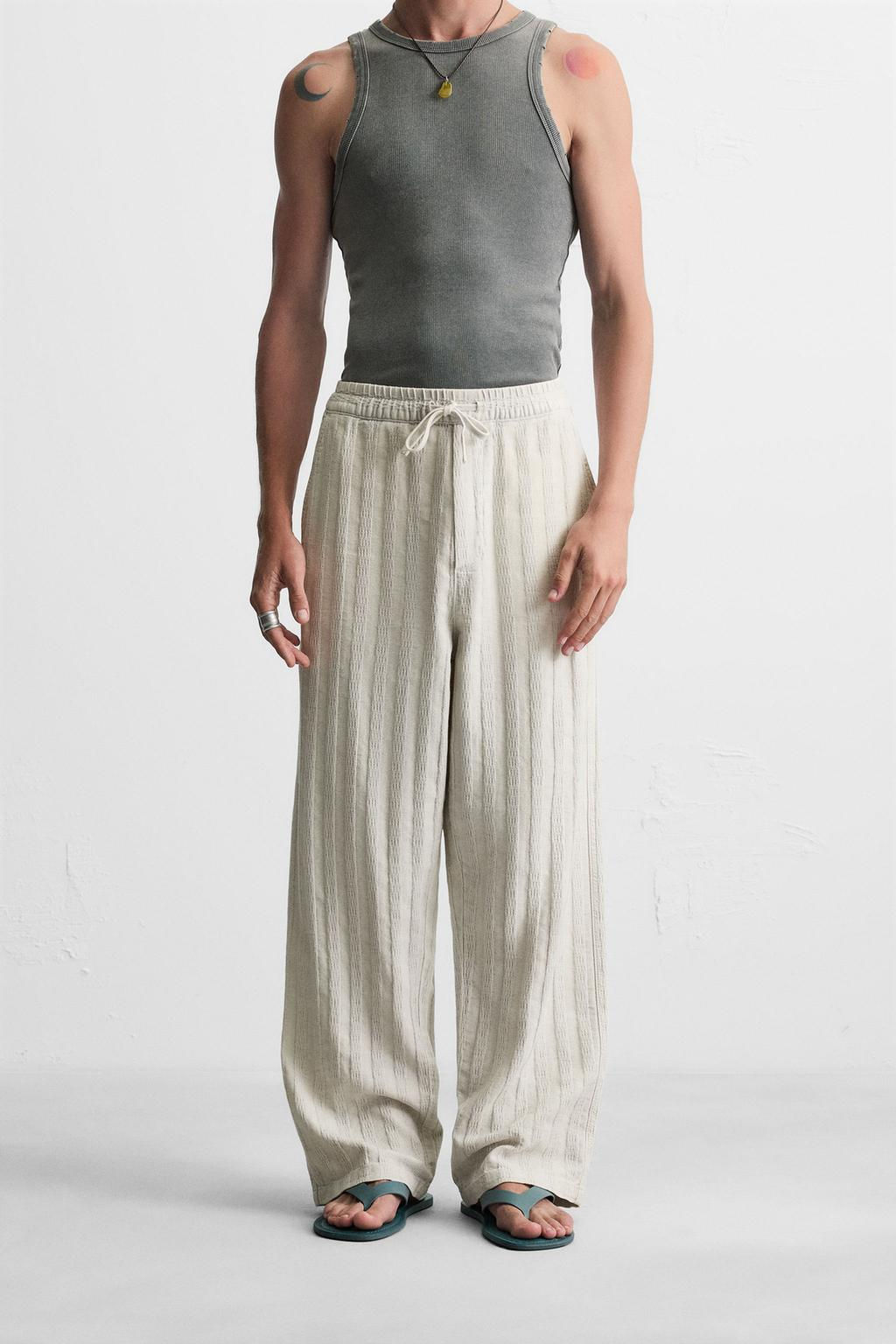 RELAXED FIT JACQUARD TROUSERS - Zara фото 12
