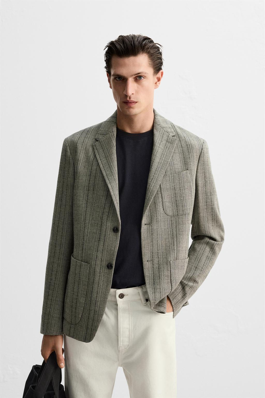 HERRINGBONE COTTON - WOOL BLAZER - Zara фото 2