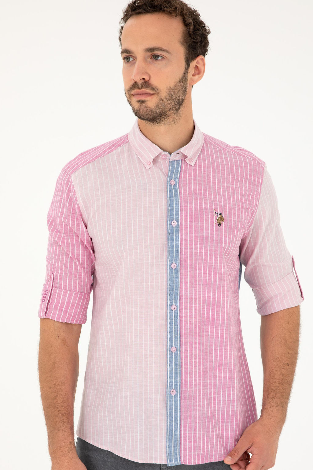 U. S. Polo Assn / Мужская розовая рубашка с длинным рукавом - U.s. polo assn фото 3