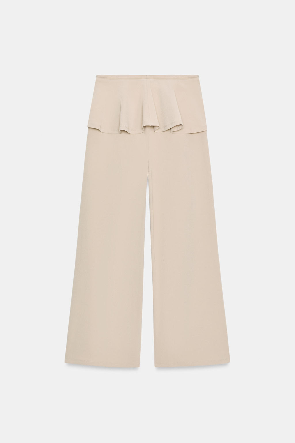 PANTAL?N ANCHO VOLANTE CINTURA / Beige - Zara фото 6