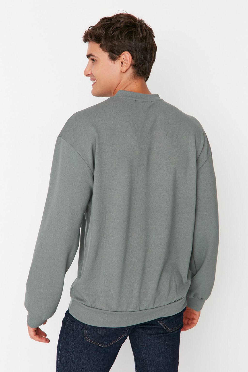 TRENDYOL MAN Mint Bisiklet Yaka Oversize/Genis Kesim Fit Minimal Yaz? Bask?l? Sweatshirt TMNAW23SW00237 - Trendyolmilla фото 10