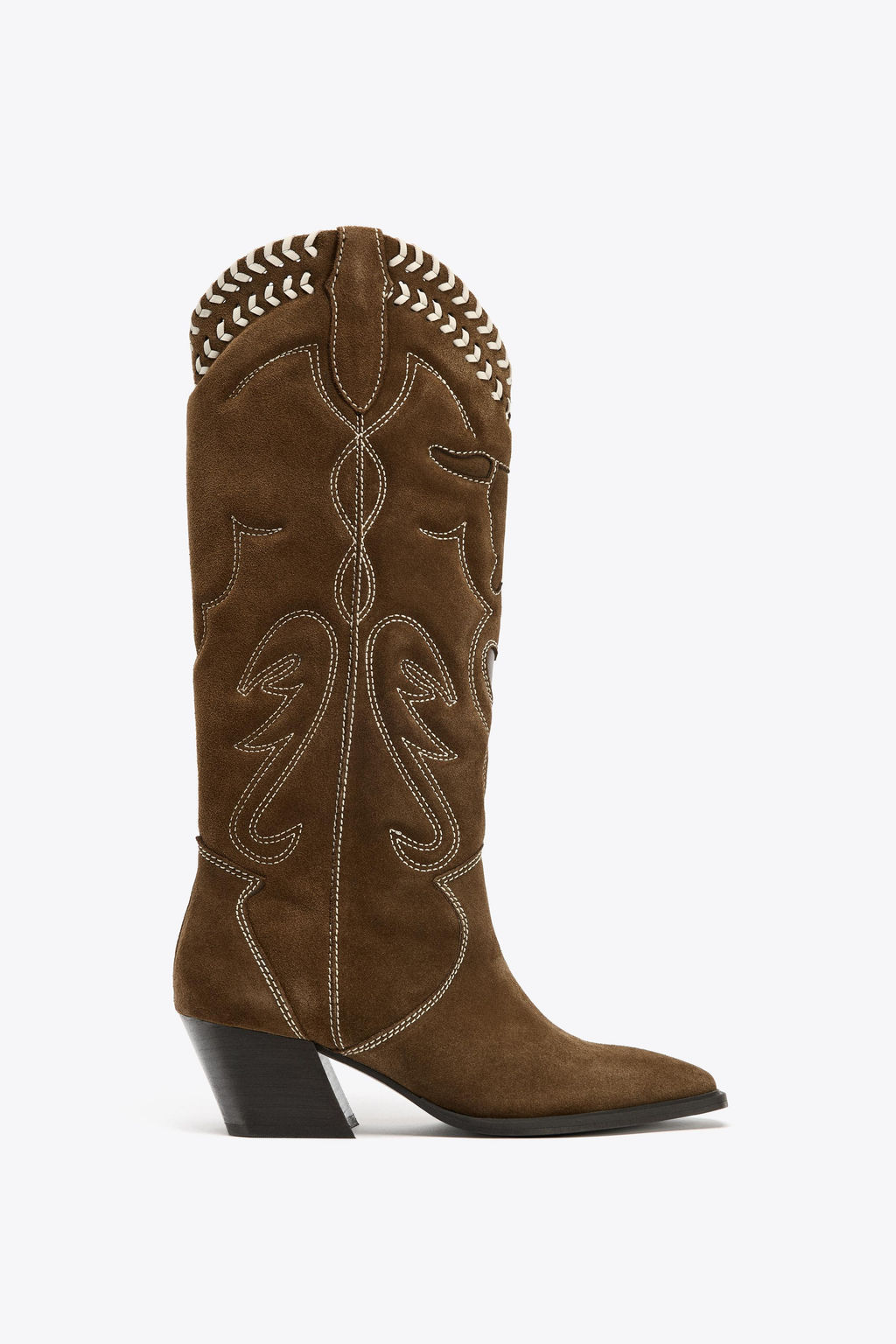 LEATHER EMBROIDERED BOOTS - Zara фото 4