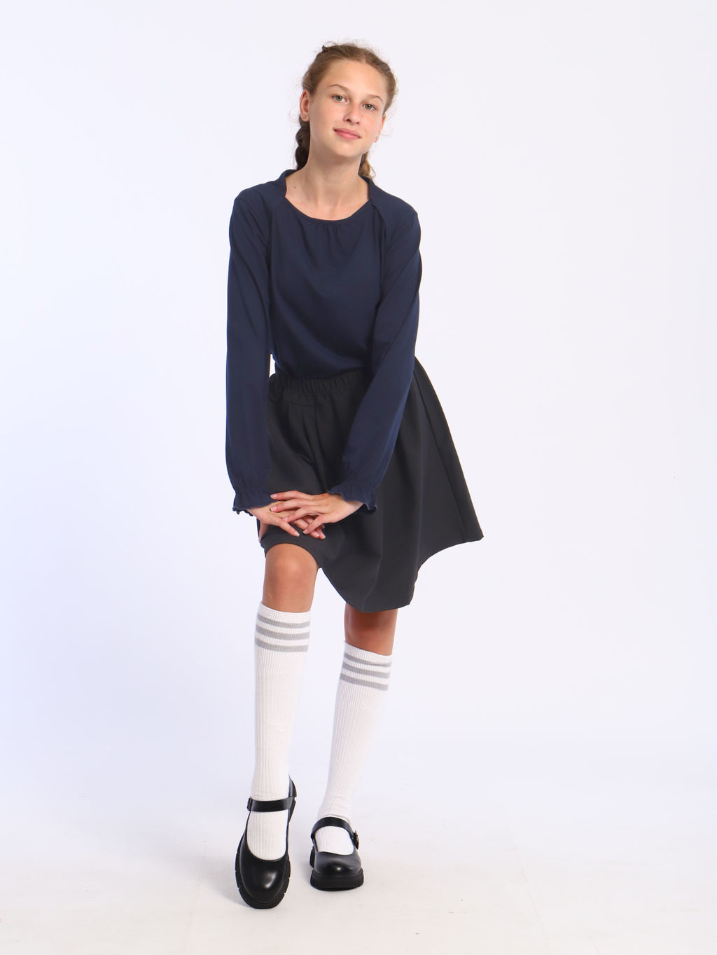 Лонгслив Анечка серо-голубой Ладошки  фото 44