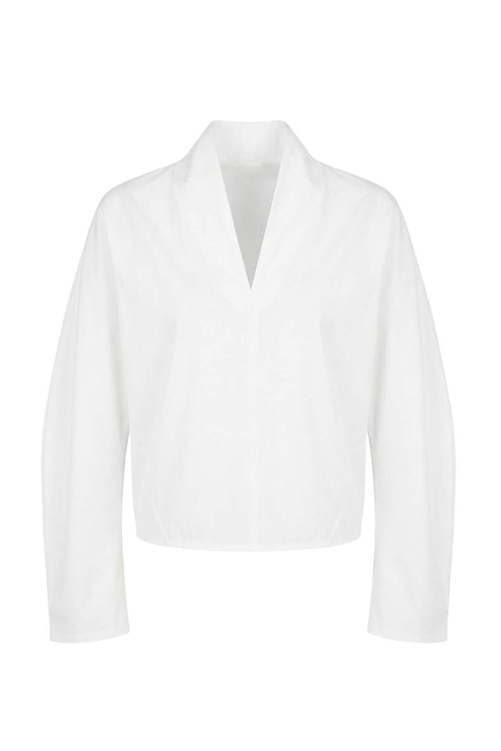 Trendyolmilla Wardrobe Essentials  Beyaz V Yaka Dokuma Bluz | TWOSS26BZ00091