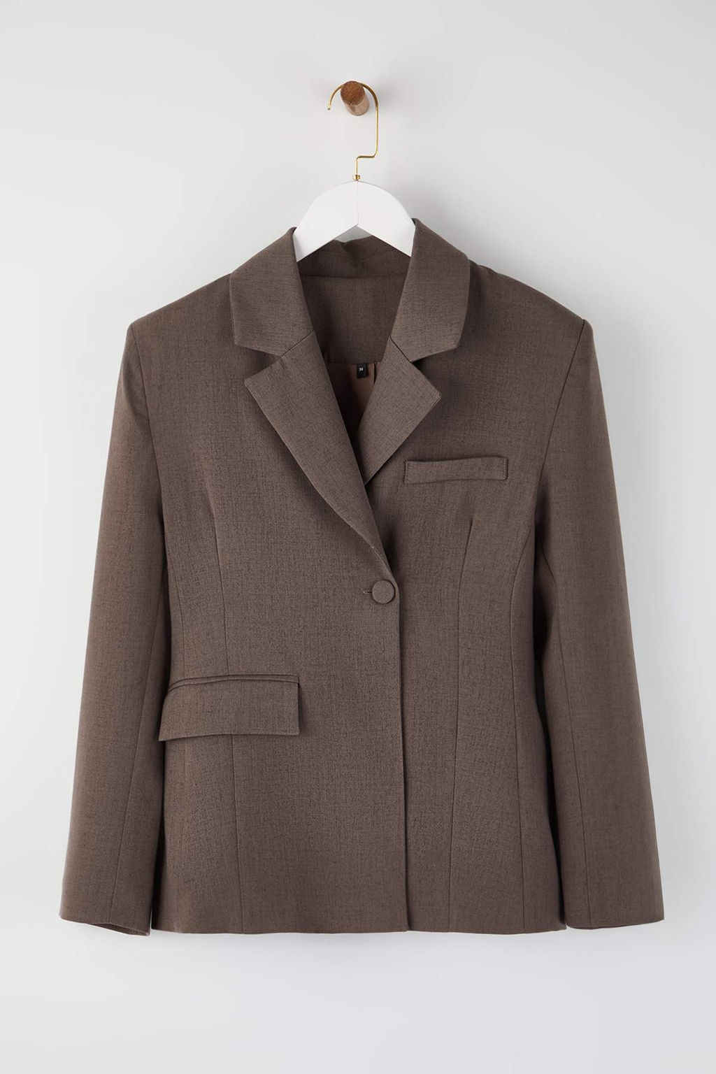 Limited Edition Bej Vucuda Oturan/Fitted Dokuma Blazer Ceket TWOAW26BC00020 - Trendyolmilla фото 5