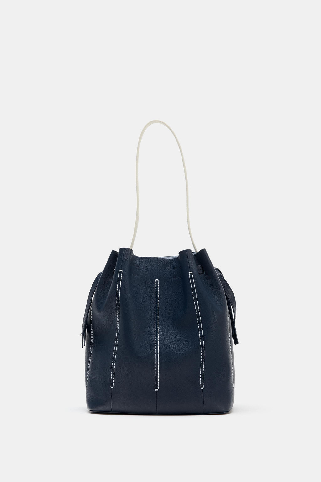 BOLSO DE HOMBRO PIEL COMBINADO / Azul Marino - Zara фото 5