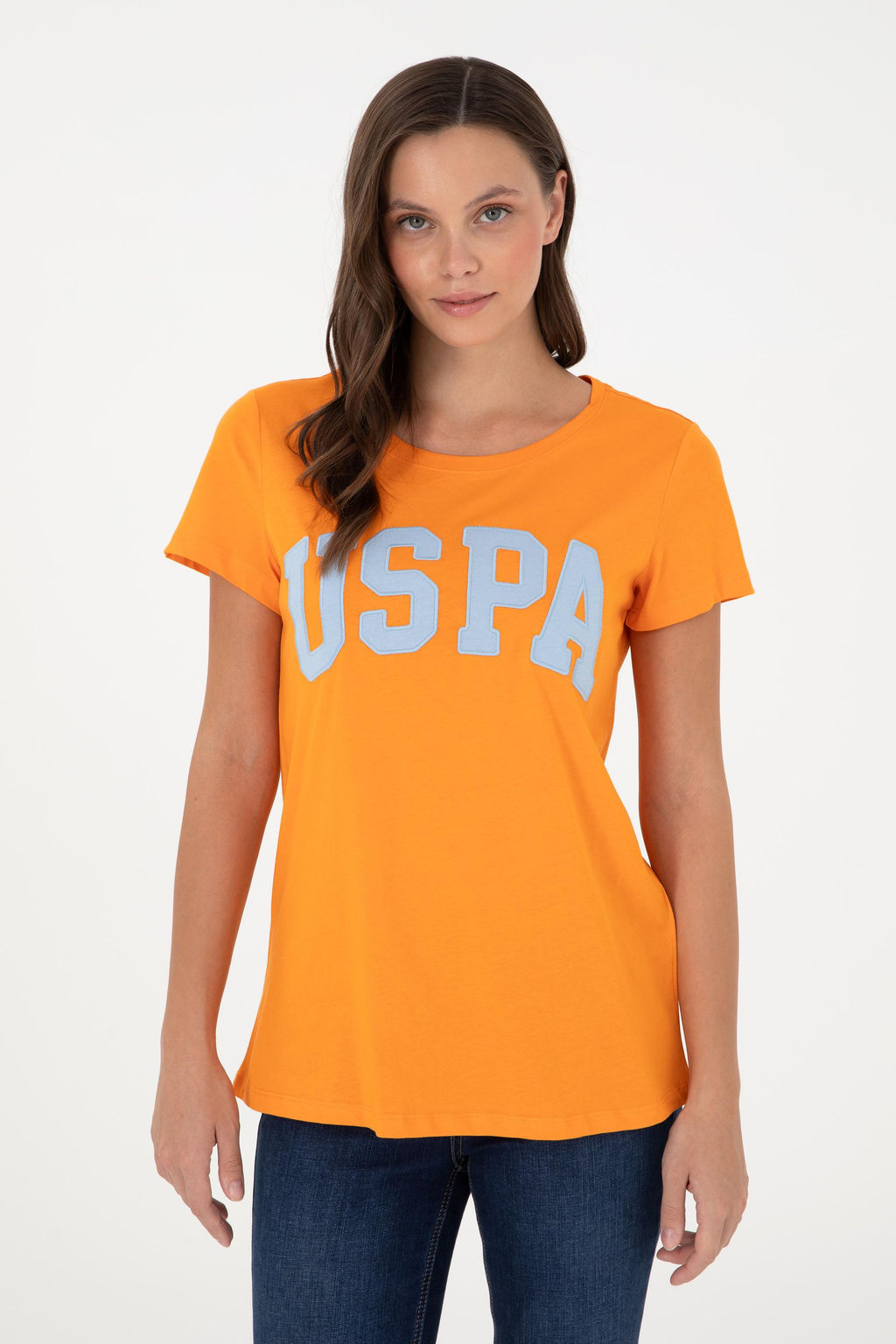 Женская оранжевая базовая футболка Неожиданная скидка в корзине - U.s. polo assn фото 3