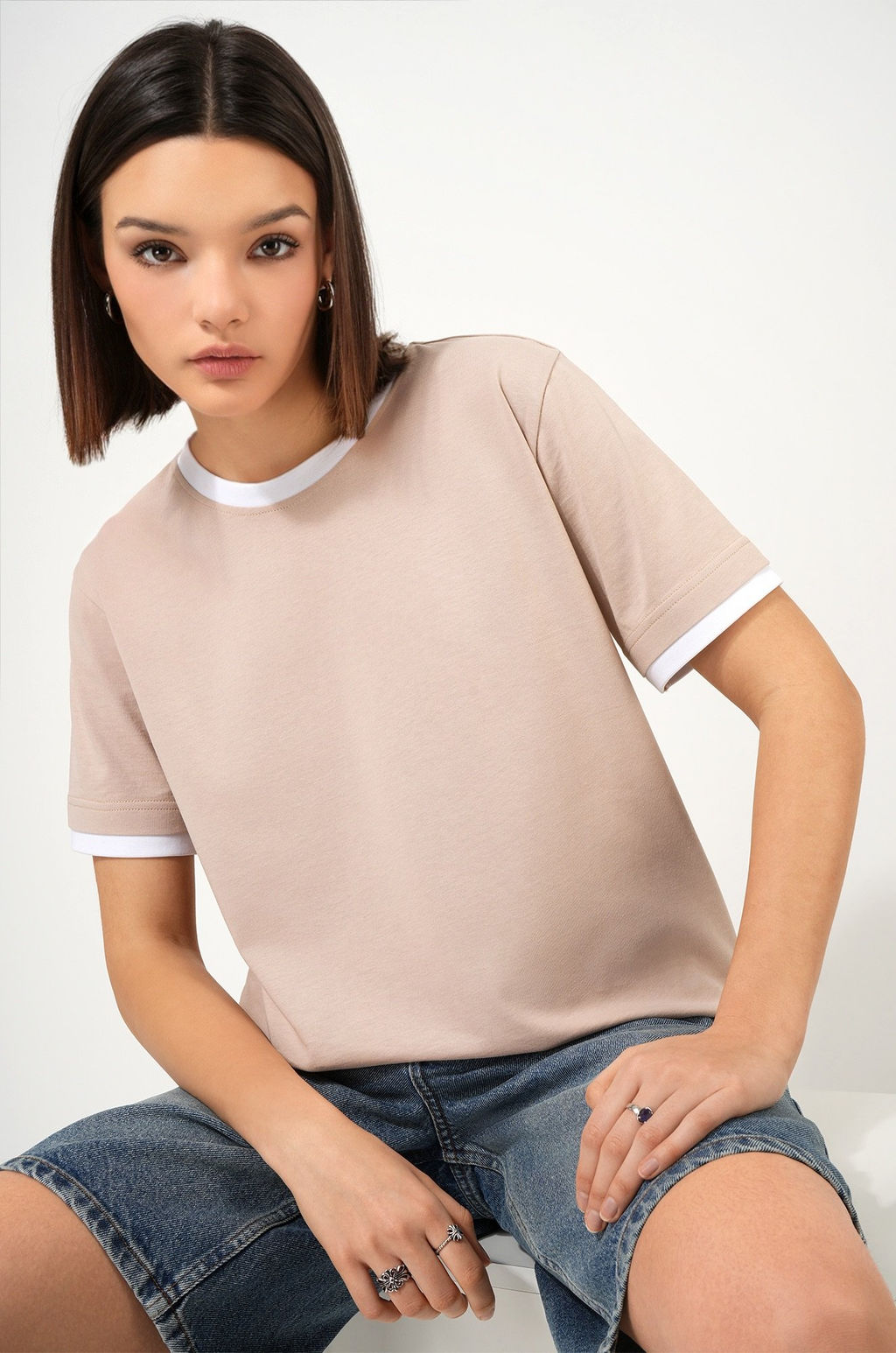 Женская базовая футболка из хлопка с кантом 3 шт. Happyfox  фото 19