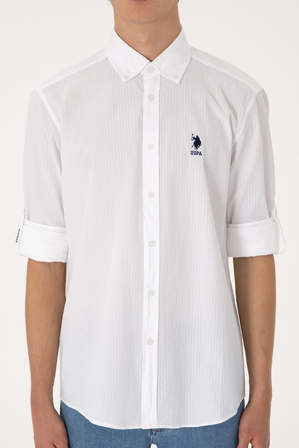 Erkek Beyaz Uzun Kollu G_mlek Sepette S_rpriz _ndirim - U.s. polo assn фото 6