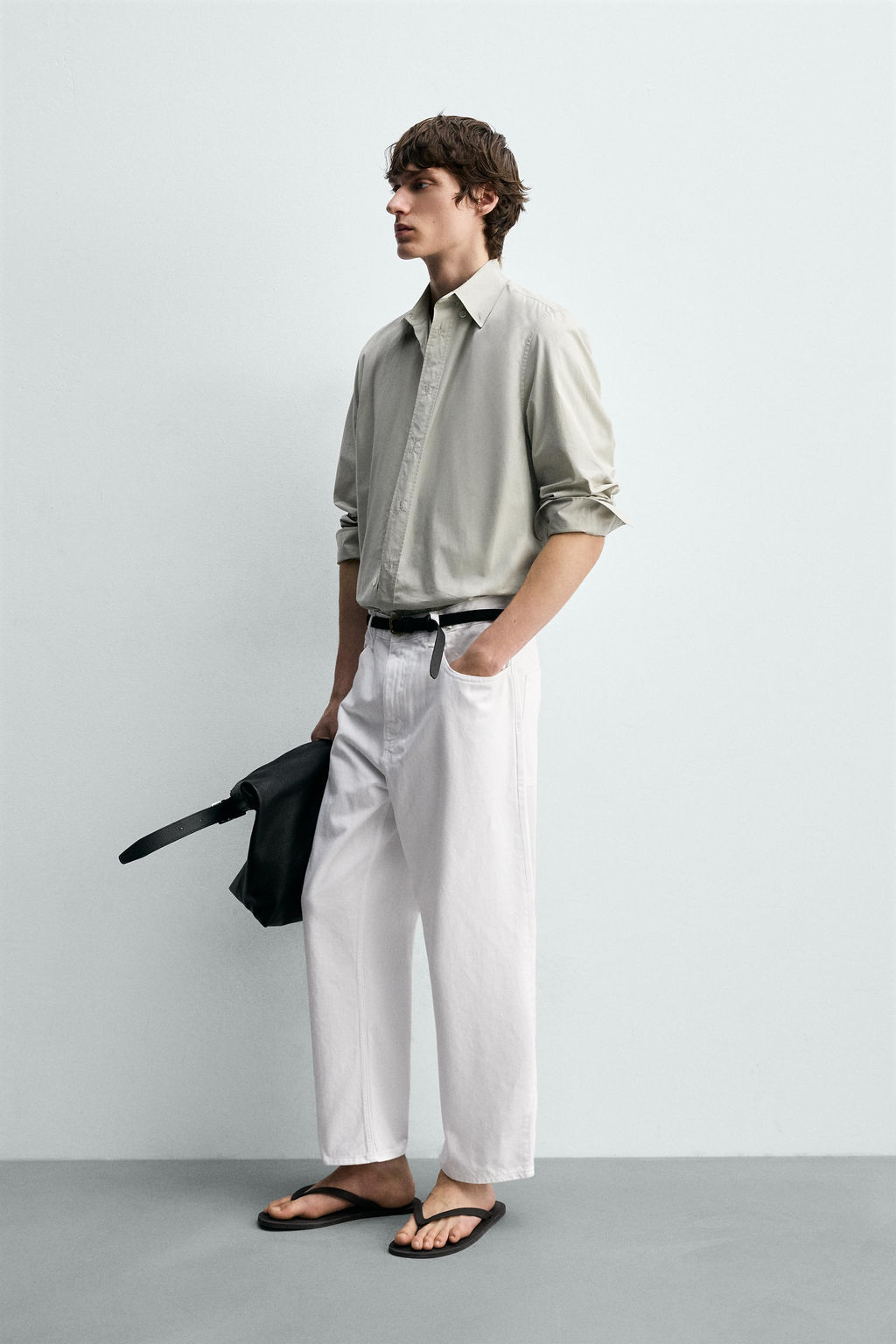 JEANS TAPERED WIDE FIT / Blanco - Zara фото 4