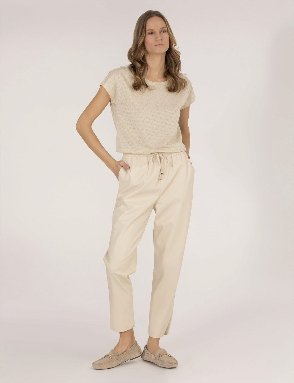 Krem Carrot Fit Kanvas Pantolon
