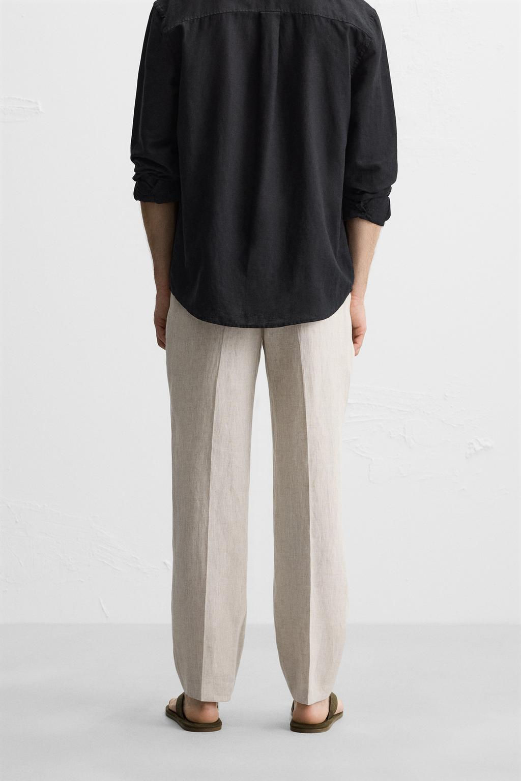 100% LINEN PLEATED TROUSERS - Zara фото 14