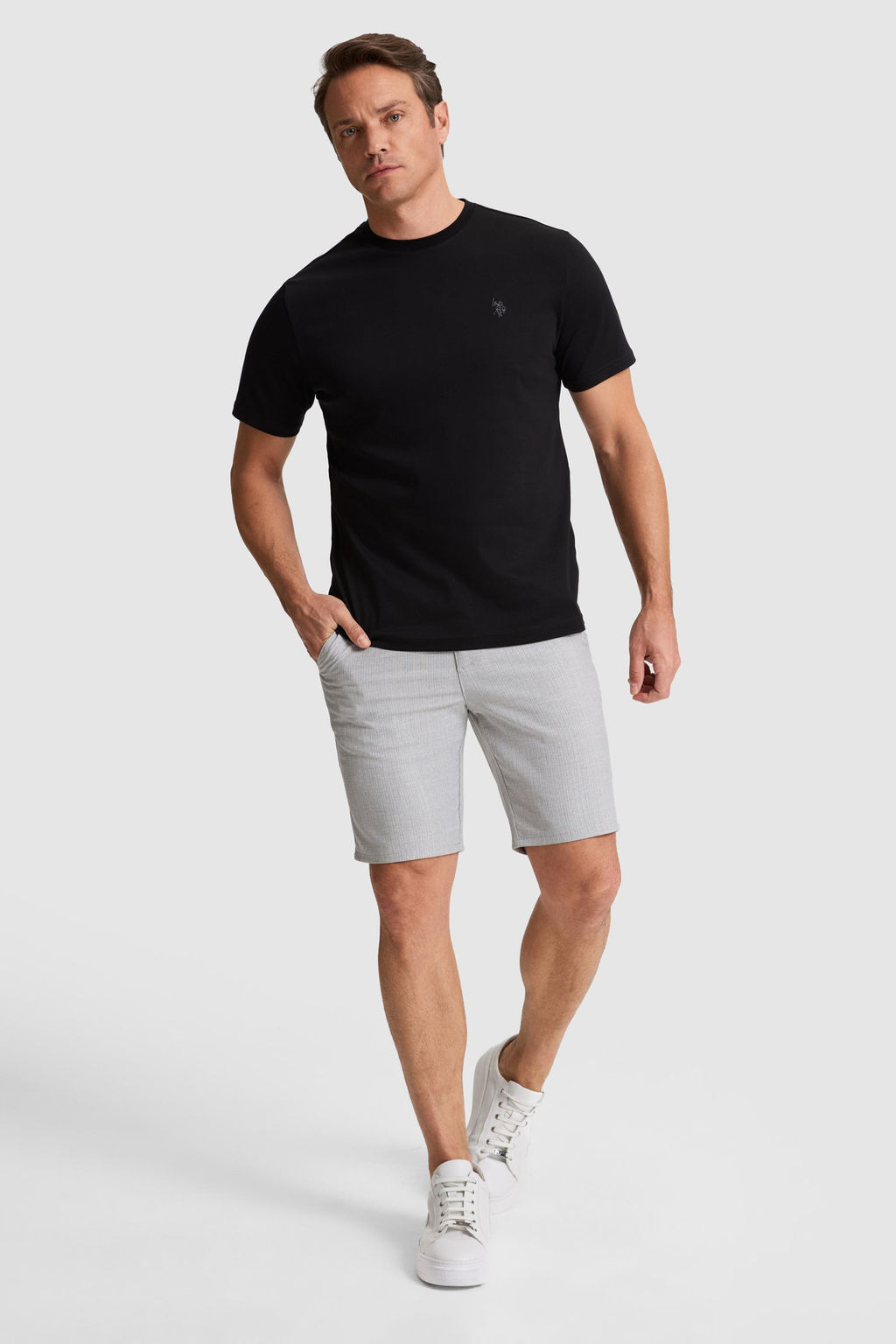 Erkek Siyah Regular Fit Bisiklet Yaka Basic Ti__rt