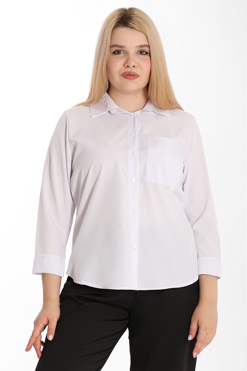 Рубашка женская белая из вискозы plus size - Almond фото 3