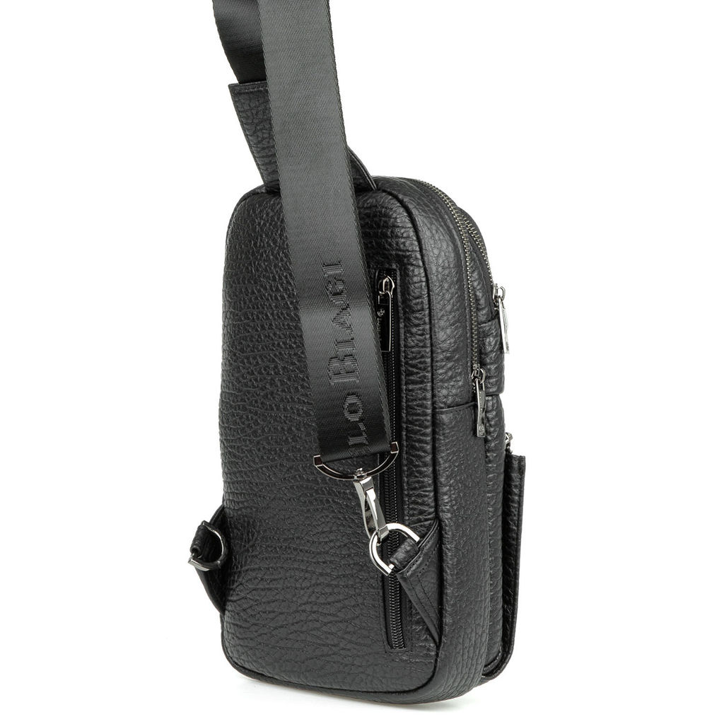 7936-239W black, Мужская кожаная сумка-слинг, Barcelo Biagi