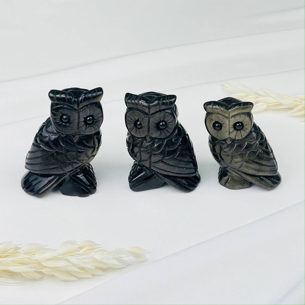 Фигурка Сова из золотистого Обсидиана - Радуга самоцветов фото 2