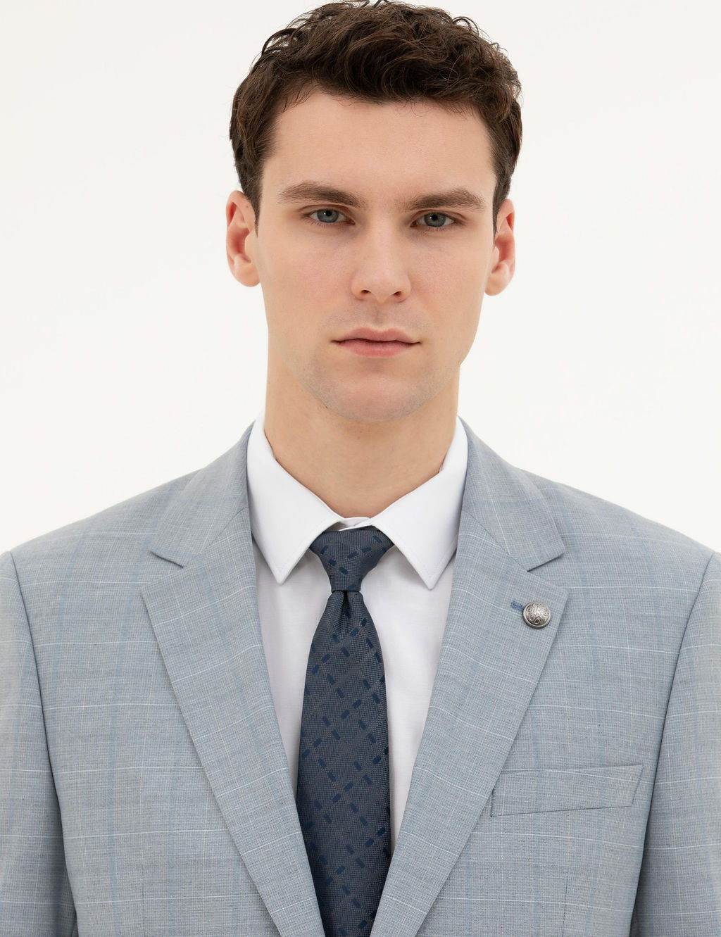 A__k Mavi Slim Fit Tak_m Elbise