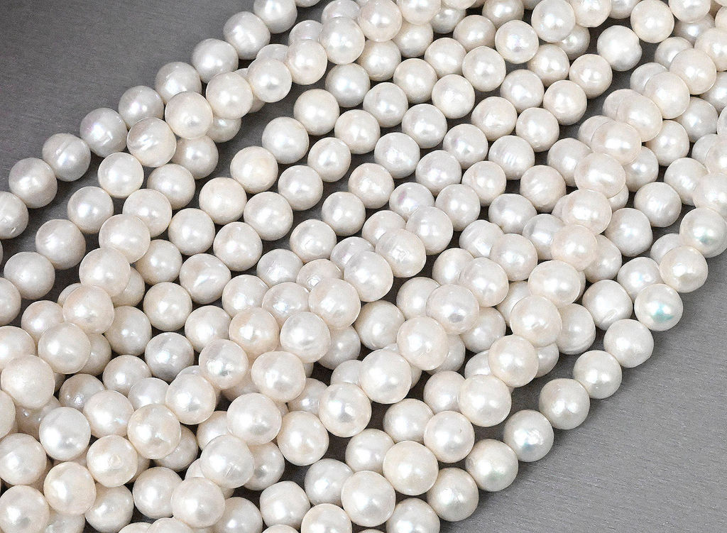 Бусины из жемчуга шарик 12-13мм цвет белый, 41см, 35 бусин Радуга камня