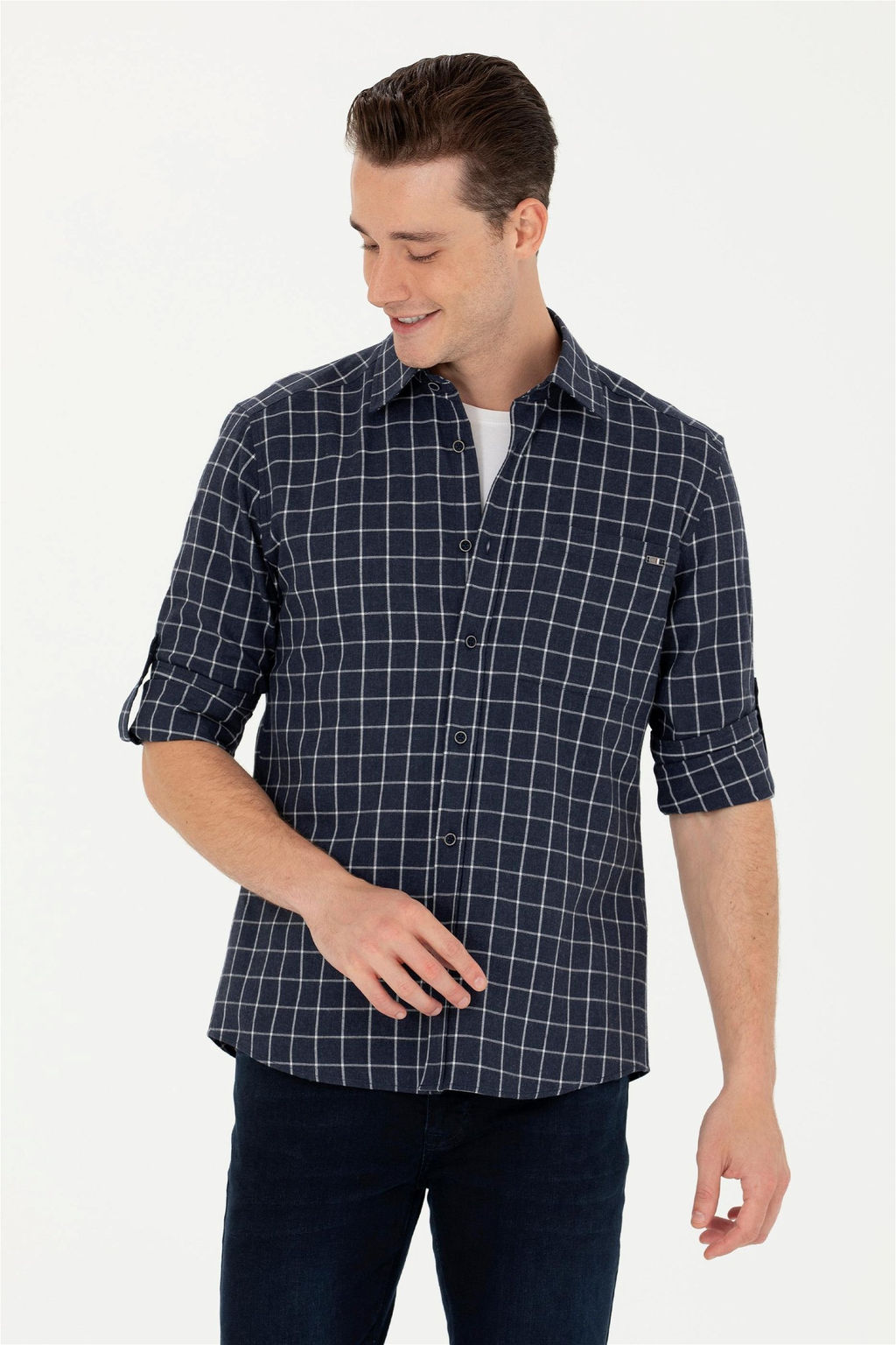 U. S. Polo Assn Мужская темно-синяя рубашка с длинным рукавом - U.s. polo assn фото 8