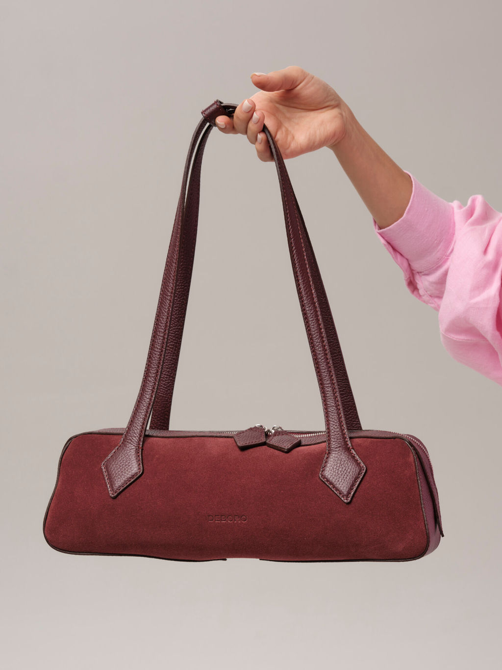 Замшевая сумка багет Deboro 31129 зимняя вишня