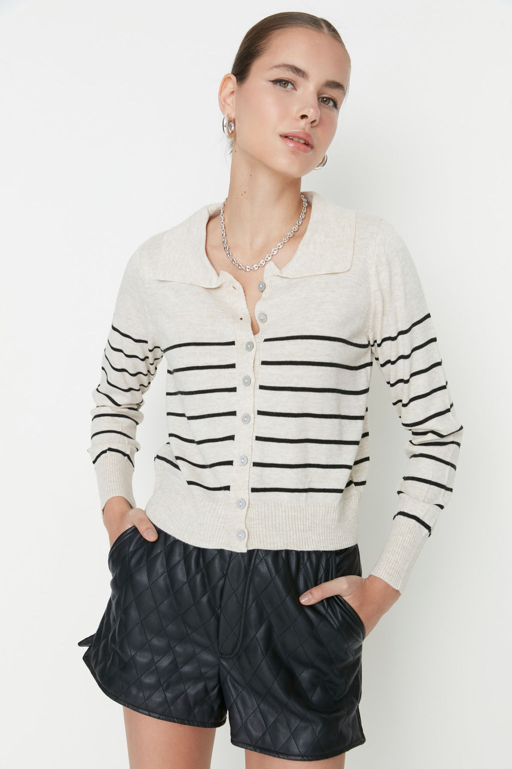 TRENDYOLMILLA Bej Polo Yaka Triko H?rka TWOAW22HI0241  фото 3