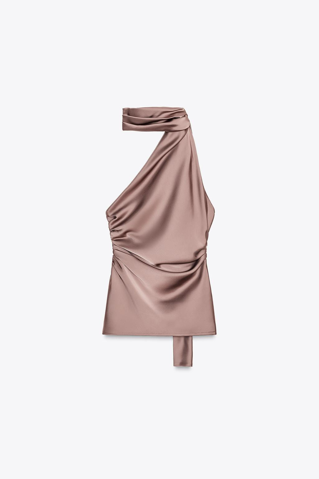 SATIN HALTER SCARF TOP - Zara фото 4