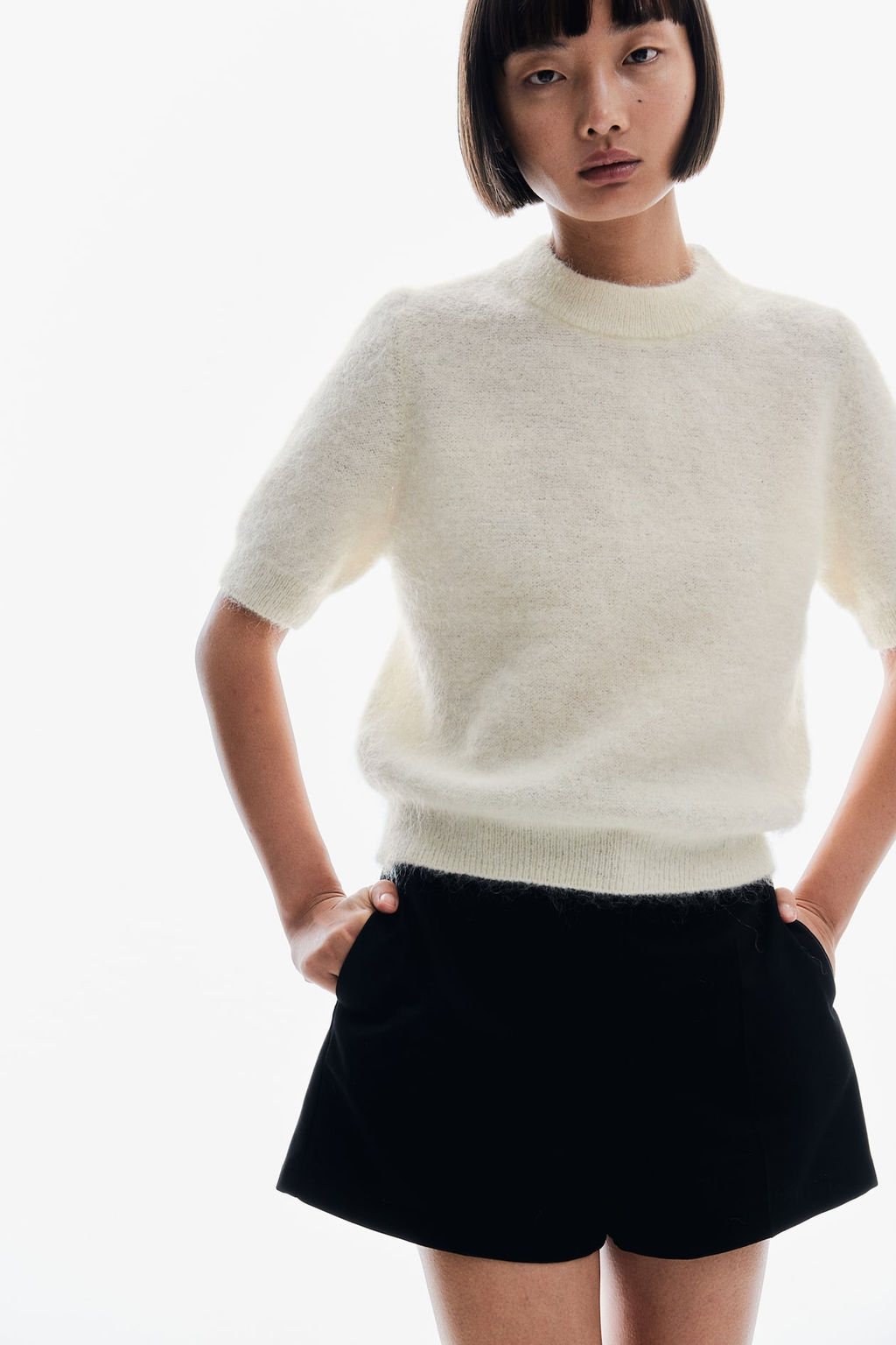 Top de manga corta en mezcla de mohair - H&m фото 3