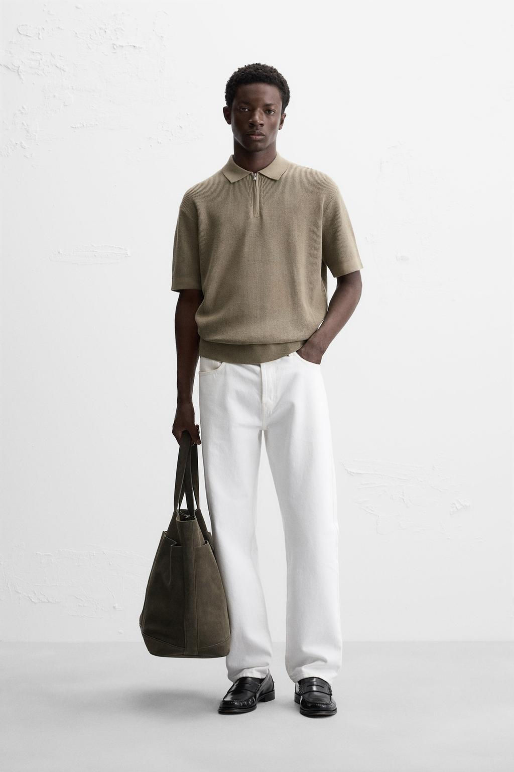 PEARL KNIT POLO SHIRT WITH ZIP - Zara фото 17