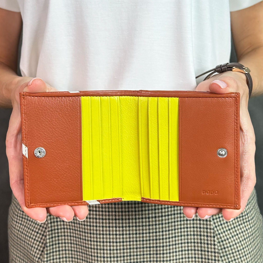 Итальянский кожаный кошелек DuDu серии Flavio | коричный - Dudubags фото 8