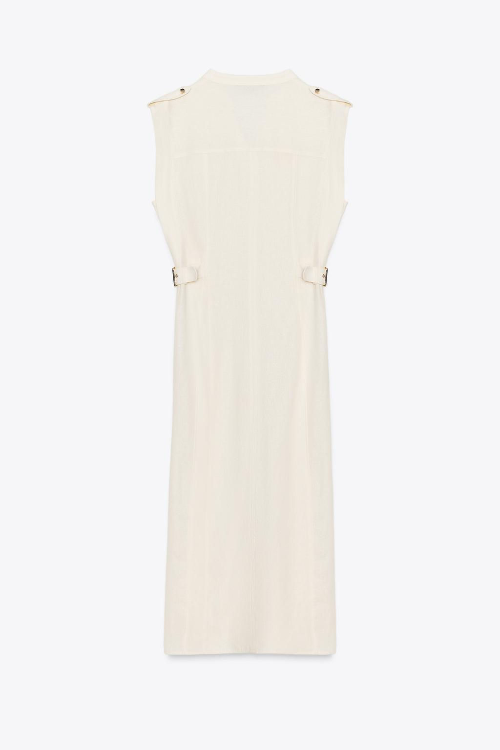 MIDI DRESS WITH BELT LOOPS IN A LINEN BLEND - Zara фото 7