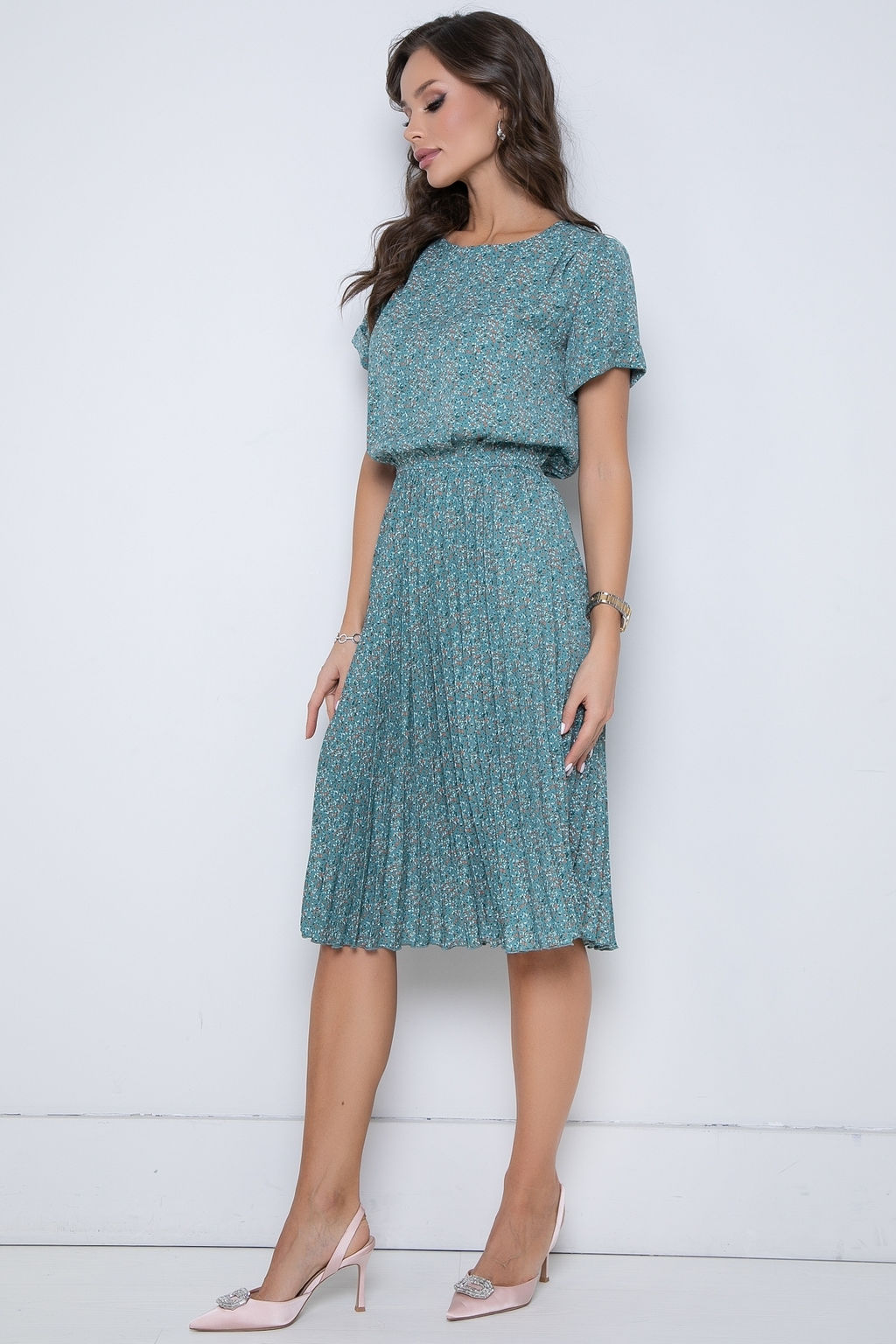 Платье Эмили Лето (гофре, грин) - Diolche фото 6