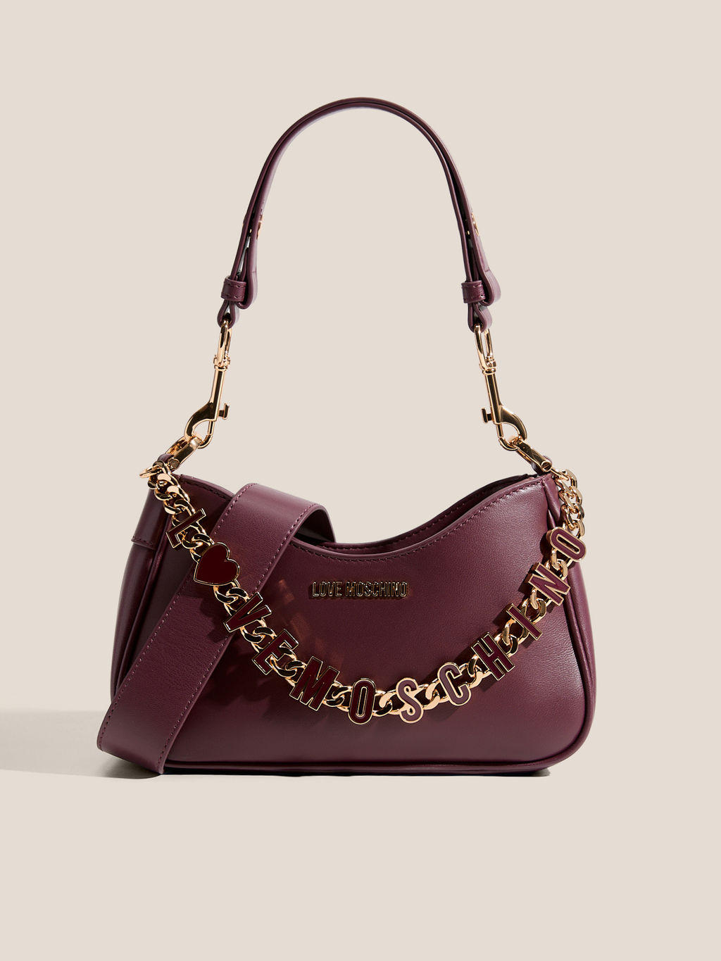 Женская сумка на плечо LOVE MOSCHINO DANGLING Артикул 4561255, фиолетово-бордовый