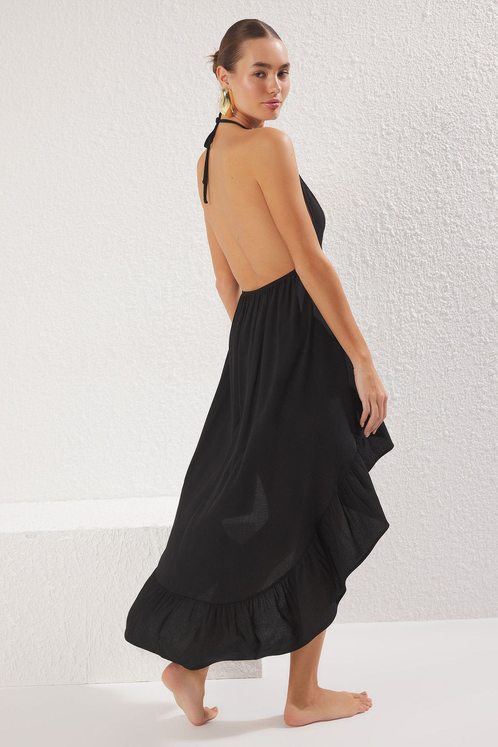 K?rm?z? Dokuma Volanl? Plaj Mini Elbise TBESS25EL00094 - Trendyolmilla фото 6