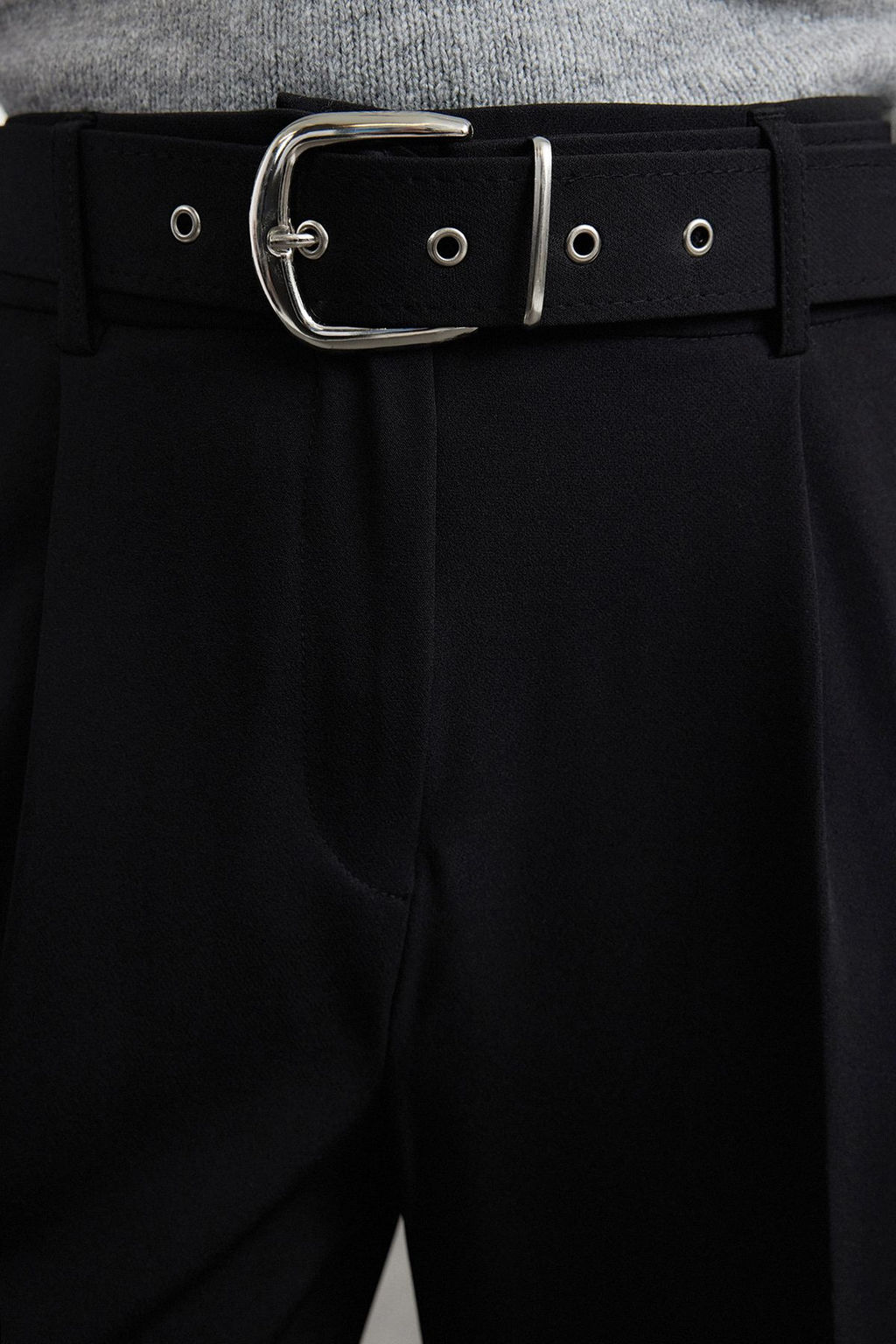 TRENDYOLMILLA Siyah Kemerli Bilek Boy Dokuma Kumas Pantolon TWOAW25PL00043 фото 4