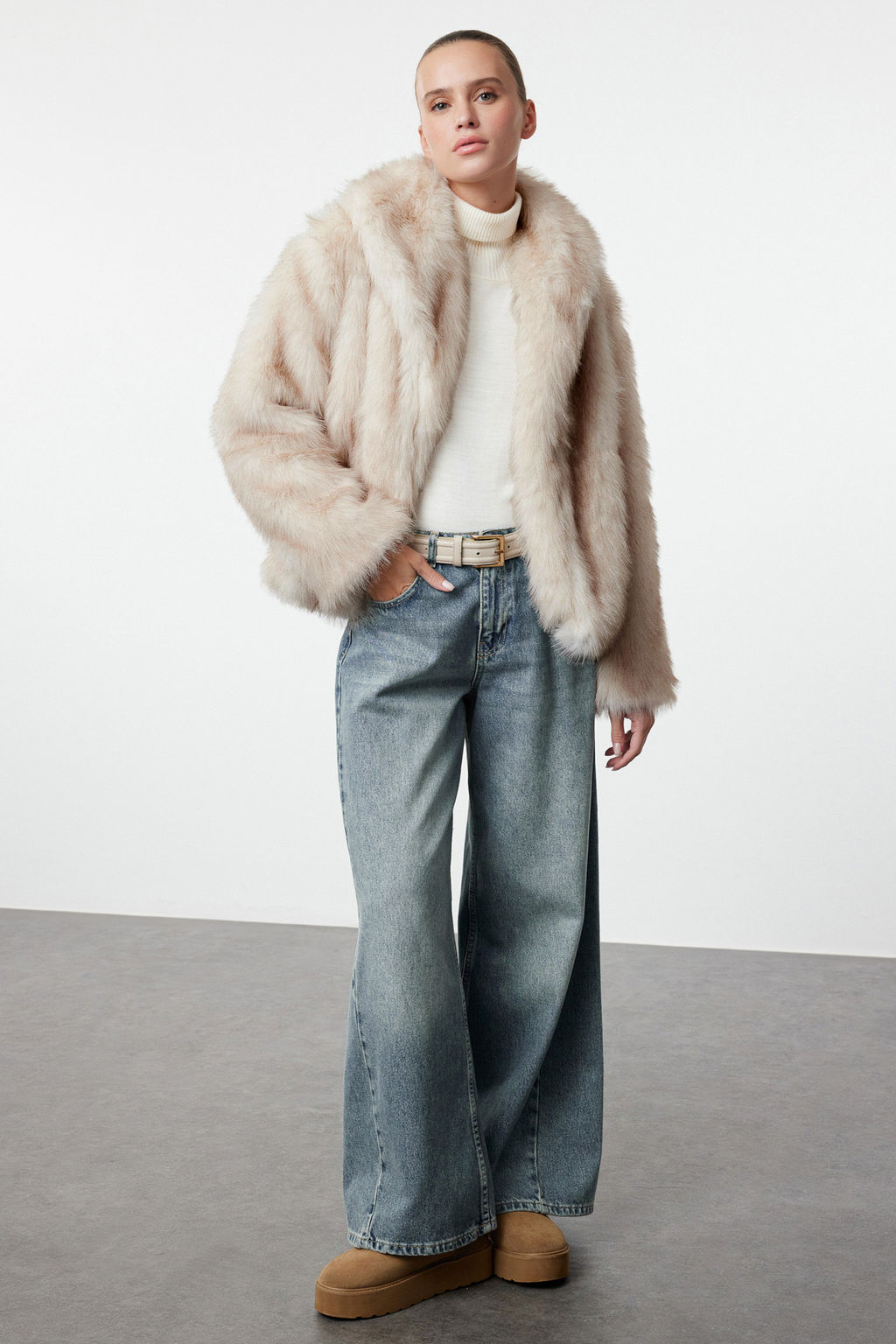 Ekru Regular Kal?p Kurk Mont TWOAW25MO00157 - Trendyolmilla фото 12