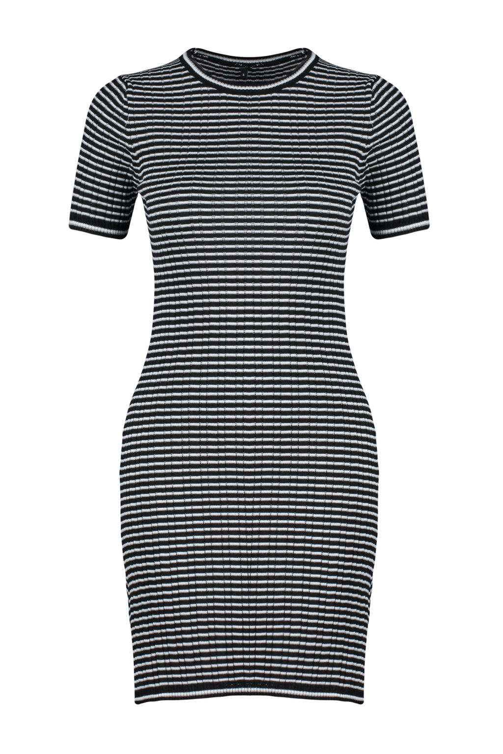 Siyah Mini Triko Cizgili Basic Elbise TWOSS24EL00246 - Trendyolmilla фото 8