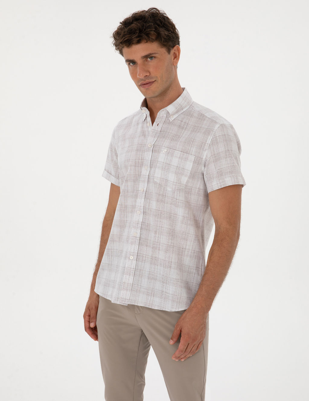 Kahverengi Regular Fit K_sa Kollu G_mlek