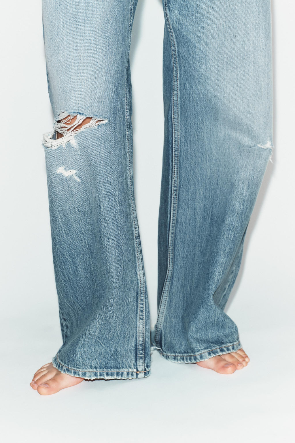 JEANS TRF BOYFRIEND ROTOS TIRO MEDIO / Azul - Zara фото 4