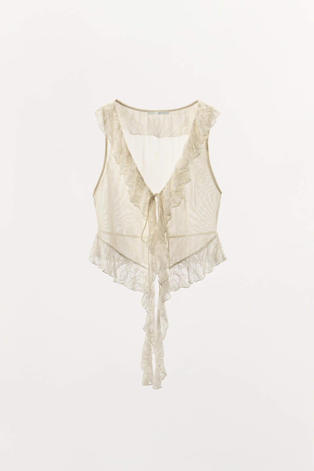 TOP COMBINADO ENCAJE VOLANTES / Crudo - Zara фото 7