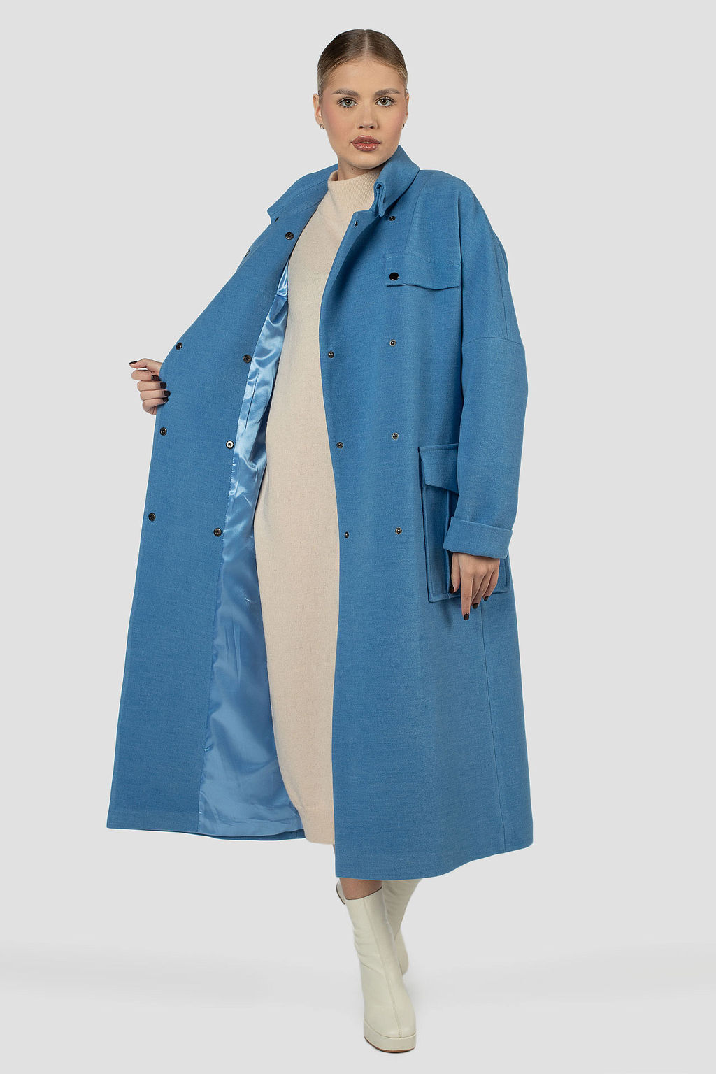 01-12075 Пальто женское демисезонное (пояс) - El podio фото 3