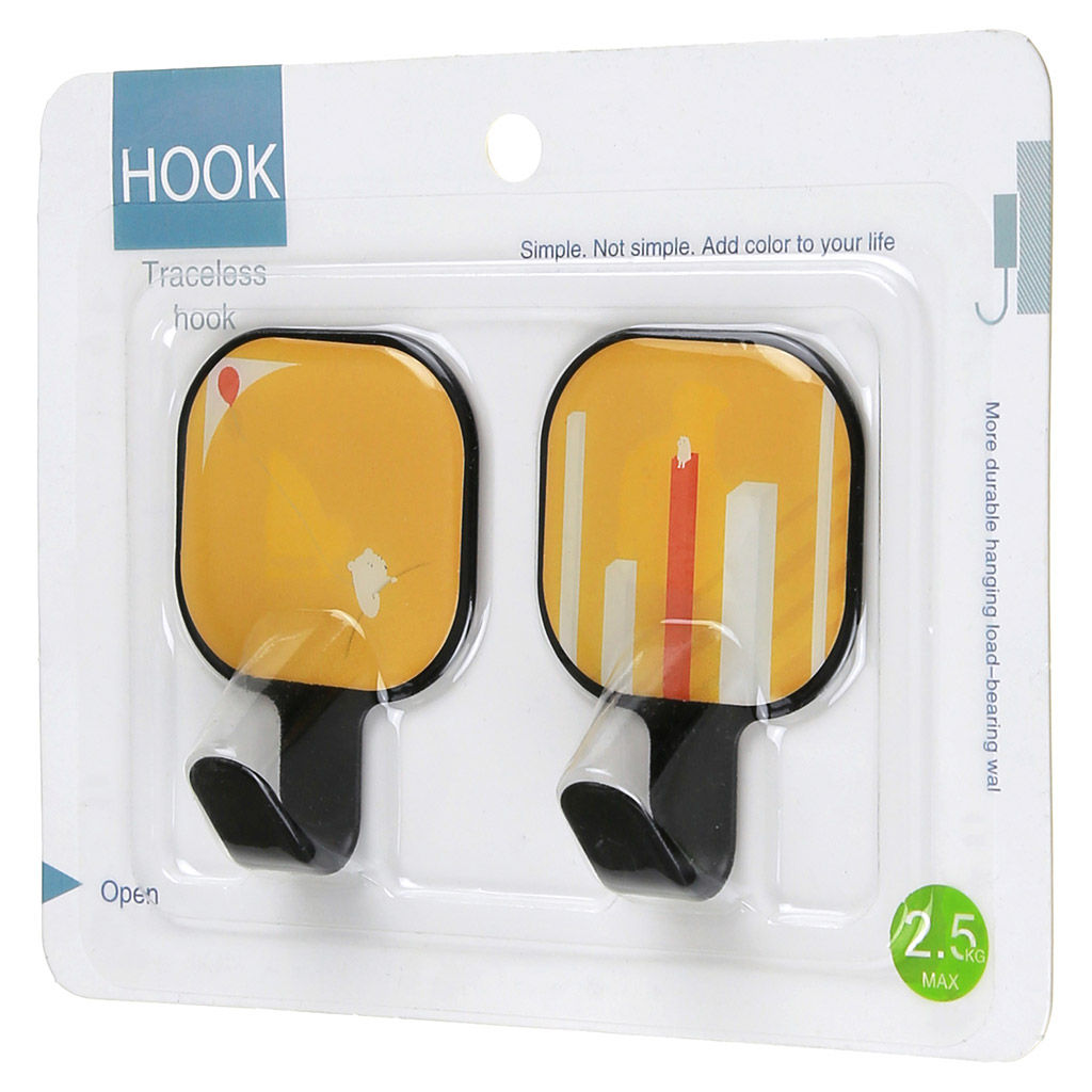 Крючок на липучке Животные металлический с ПВХ вставкой, 2 штуки, 6,7х4,5х2,5см, форма квадрат, в блистере (Китай) - Домашняя мода фото 2