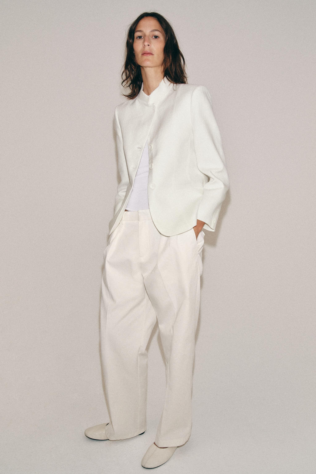 BLAZER LINO 100% ZW COLLECTION / Blanco - Zara фото 5