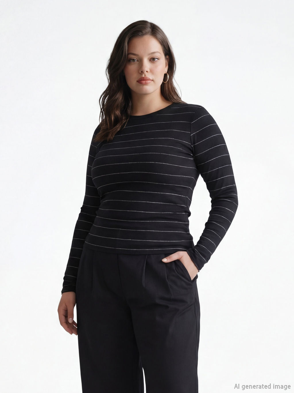 Bisiklet Yaka ?izgili Kad?n Body