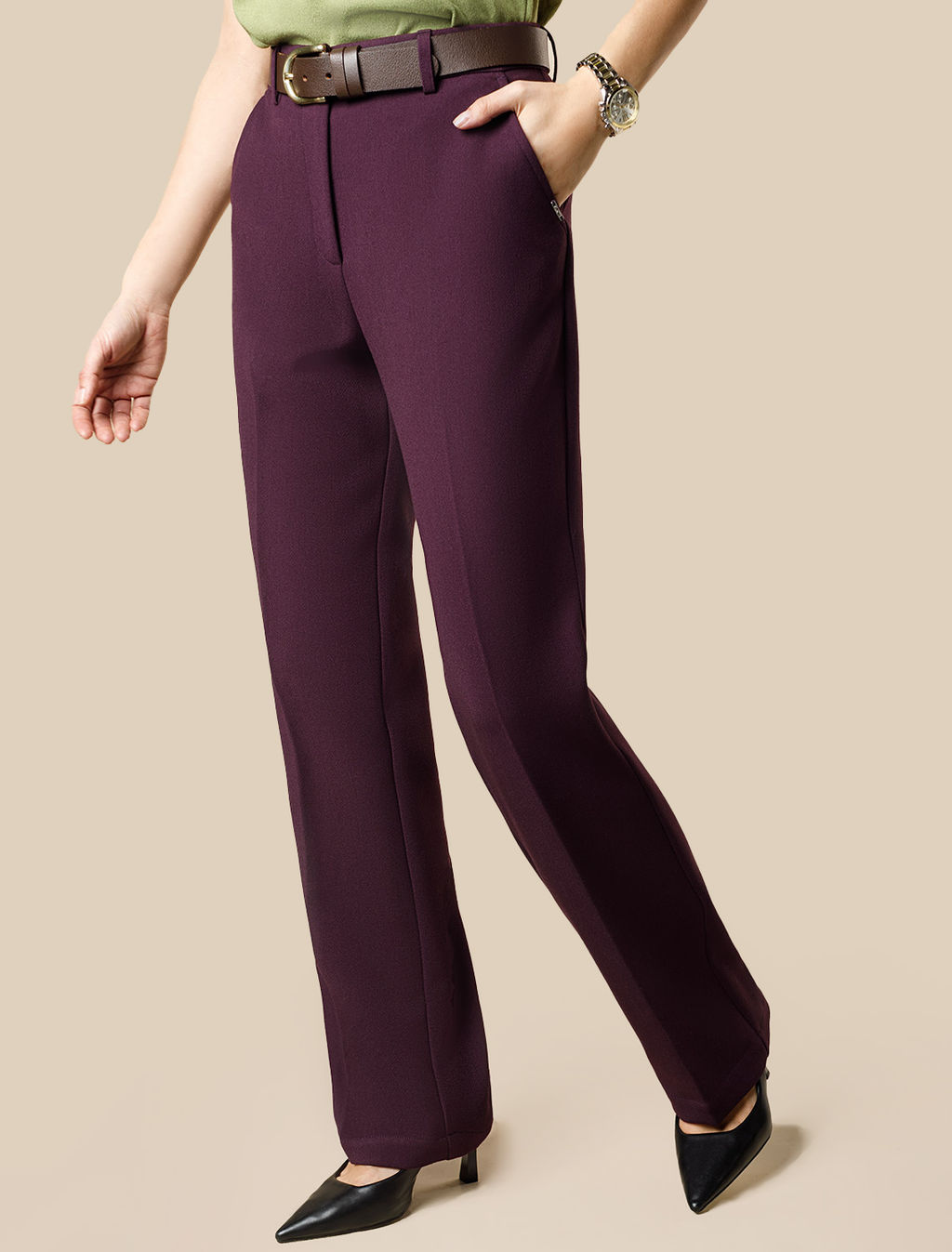 Брюки Vilatte D24.287 лиоцелл с вискозой бургунди